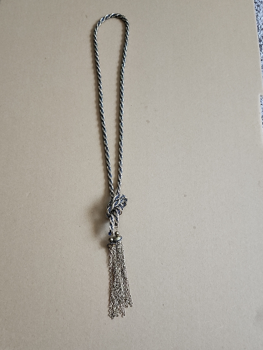 Gold-Tone Rope Knot Tassel Necklace for Women